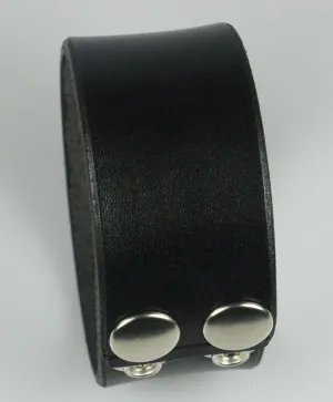 1.25" Wide Black Leather Wristband