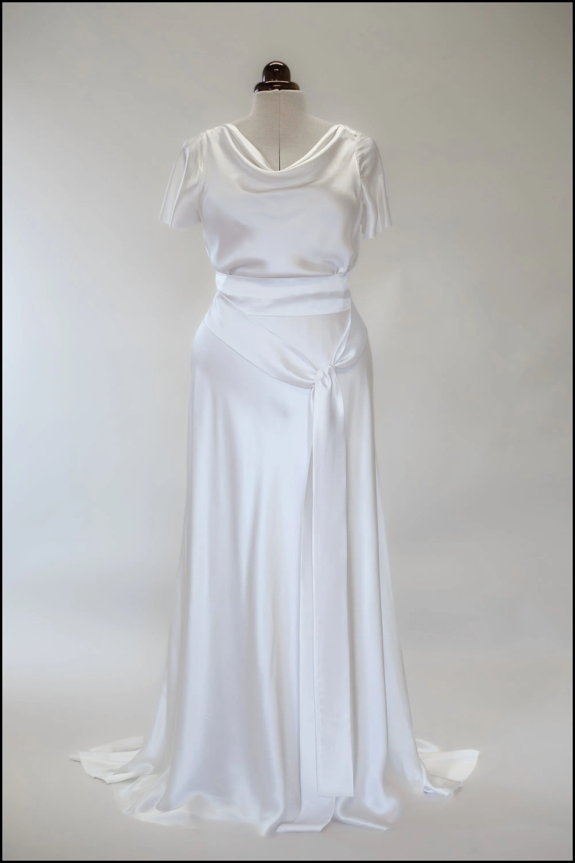 '1930 Flutter' Silk Satin White Bias Cut Gown