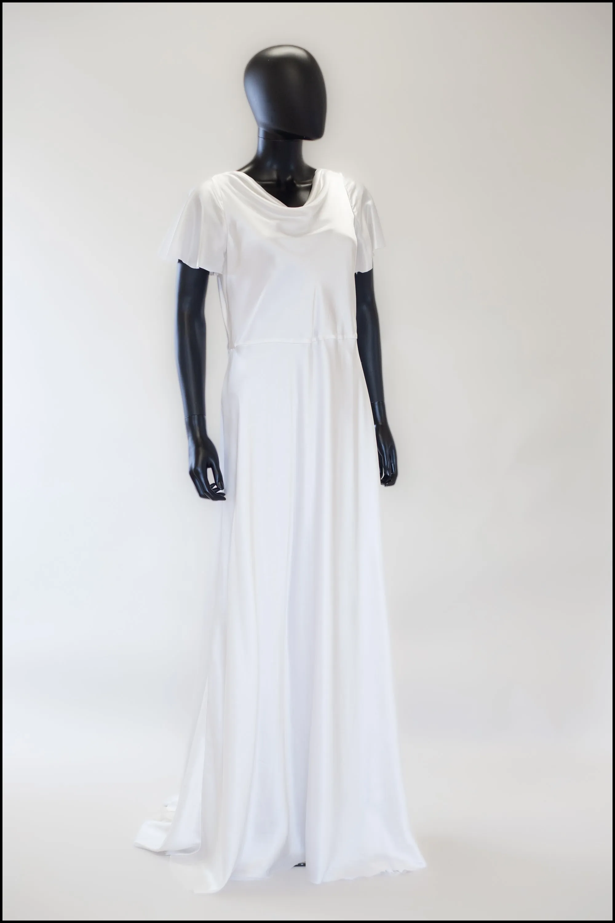 '1930 Flutter' Silk Satin White Bias Cut Gown