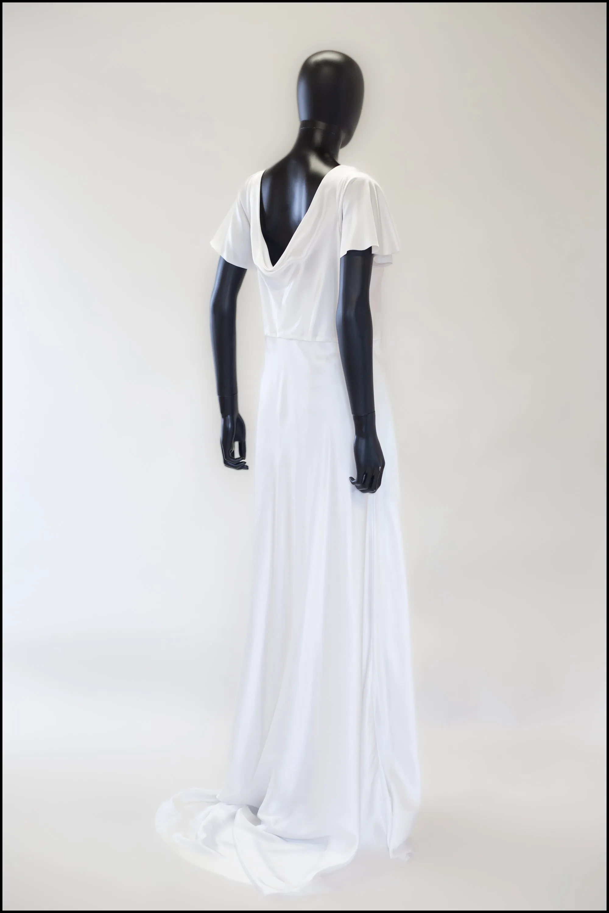 '1930 Flutter' Silk Satin White Bias Cut Gown