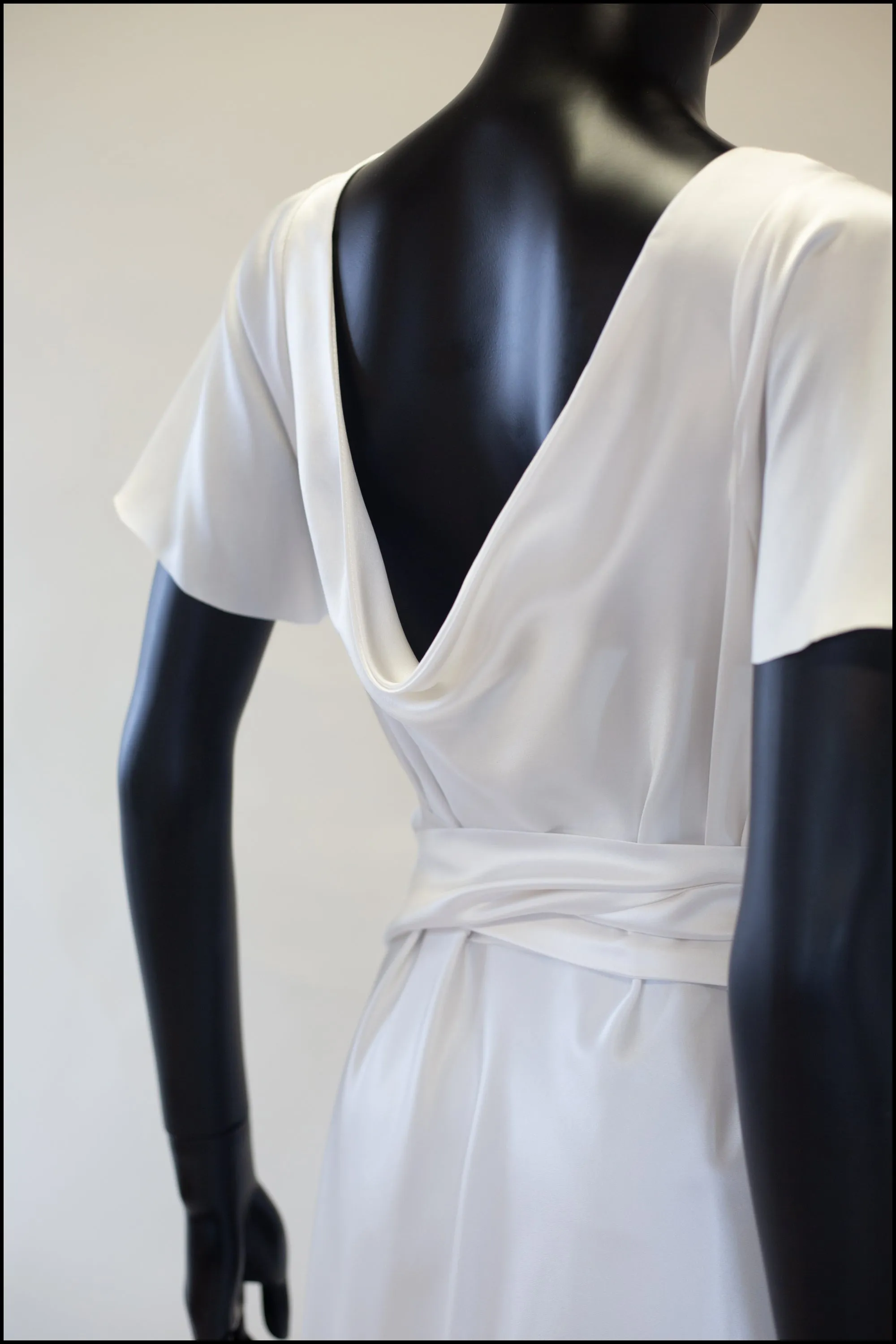 '1930 Flutter' Silk Satin White Bias Cut Gown