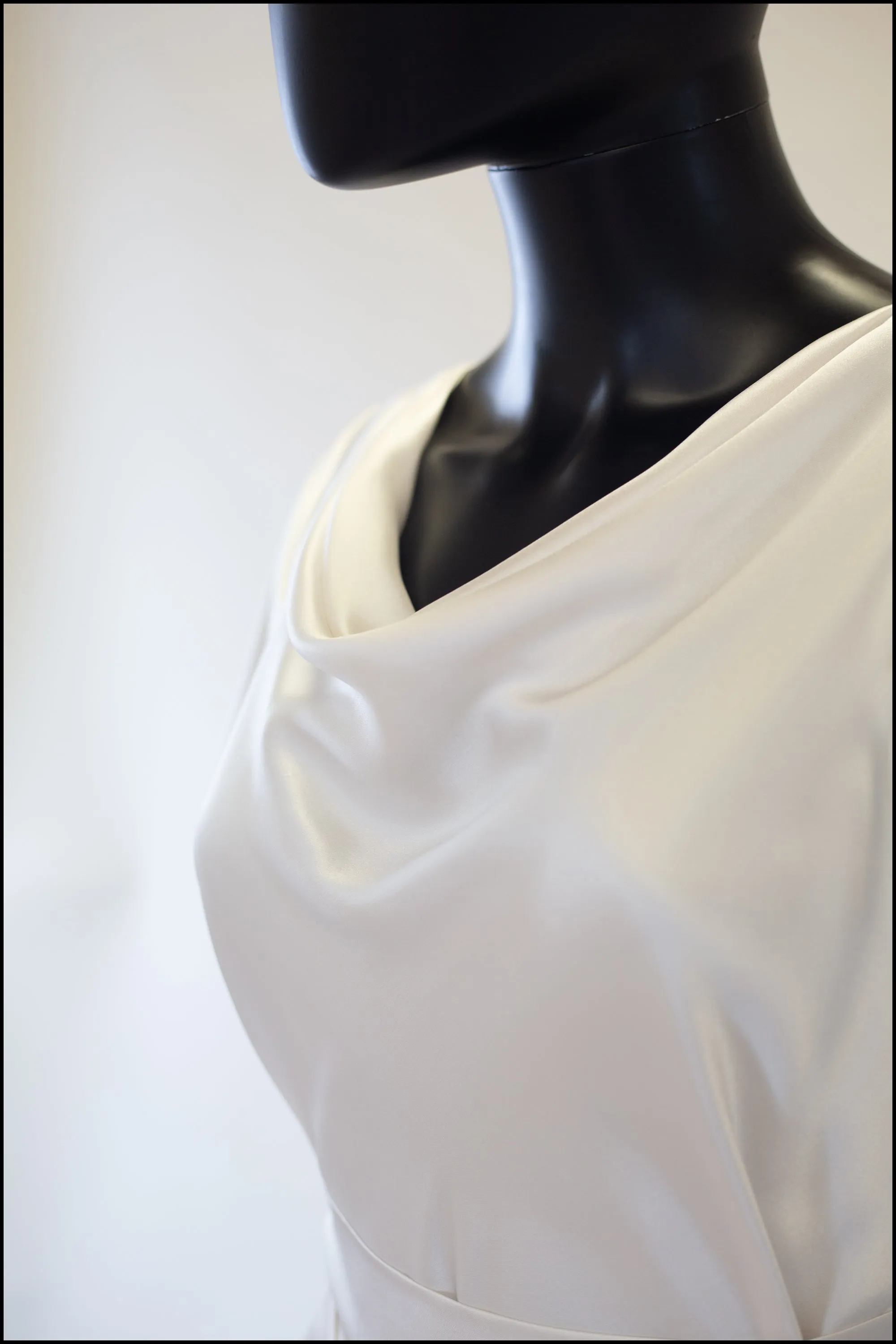 '1930 Flutter' Silk Satin White Bias Cut Gown