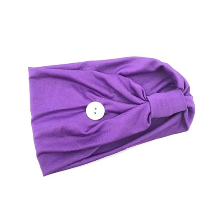 3 PCS Headband Sports Yoga Knitted Sweat-absorbent Hair Band with Mask Anti-leash Button(Purple)