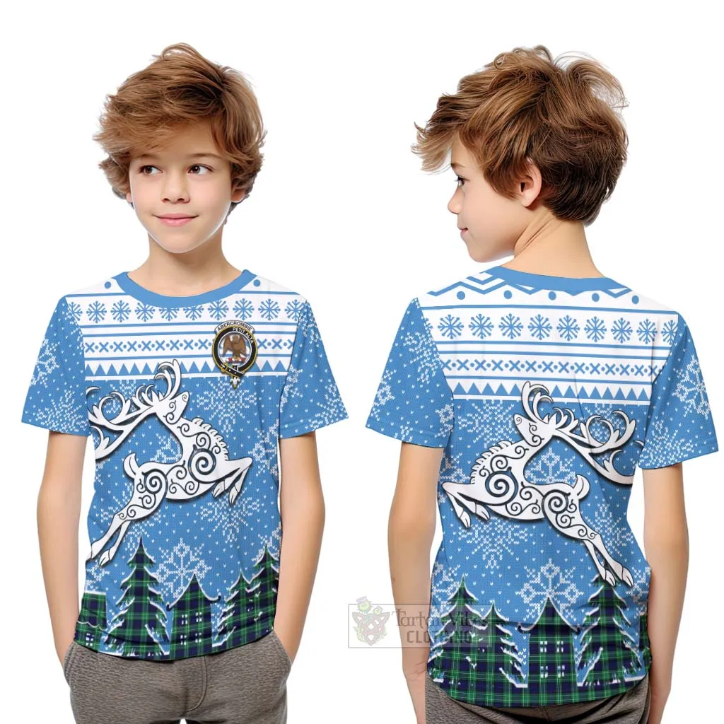 Abercrombie Clan Christmas Kid T-Shirt Celtic Reindeer Style