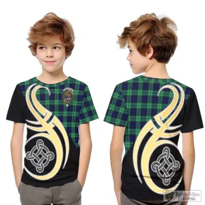 Abercrombie Tartan Kid T-Shirt with Family Crest and Celtic Symbol Style