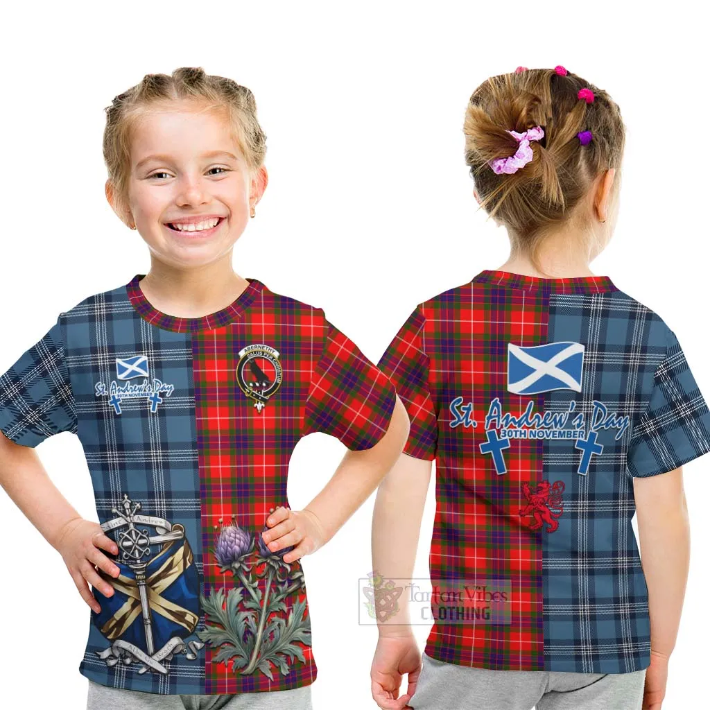 Abernethy Tartan Kid T-Shirt Happy St. Andrew's Day Half Tartan Style