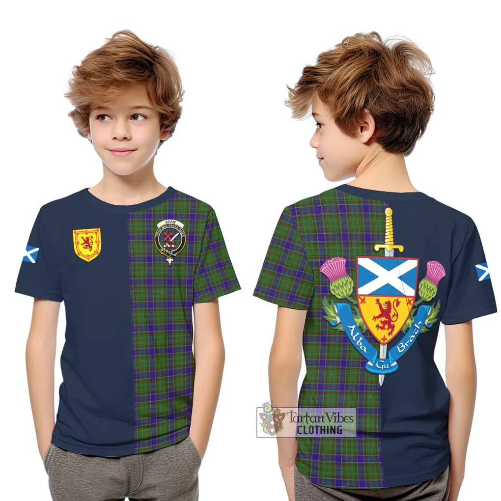 Adam Tartan Kid T-Shirt Alba with Scottish Lion Royal Arm Half Style