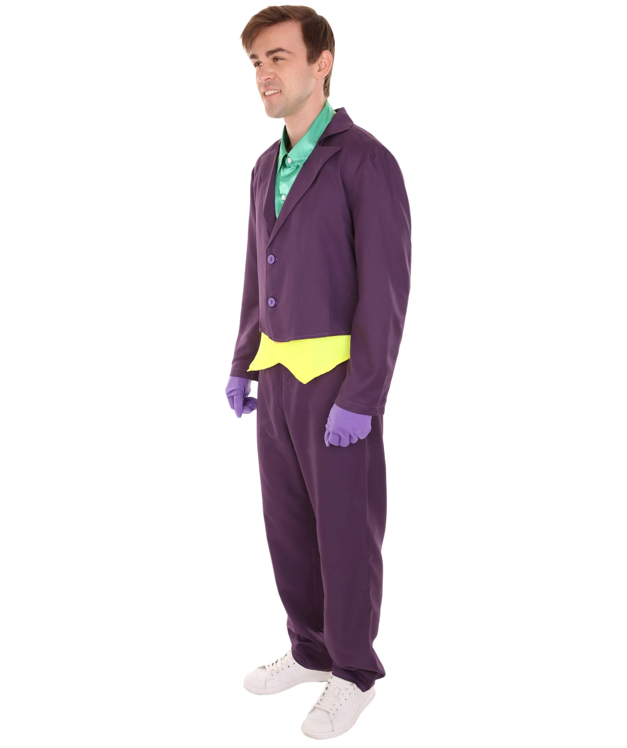 Adult Men's Deluxe Clown Purple Suit Costume | Multi color Halloween Costume