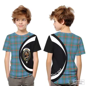 Agnew Ancient Tartan Kid T-Shirt with Family Crest Circle Style