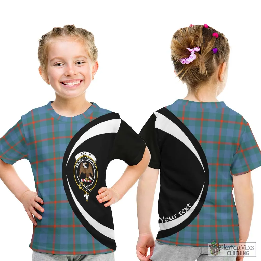 Agnew Ancient Tartan Kid T-Shirt with Family Crest Circle Style