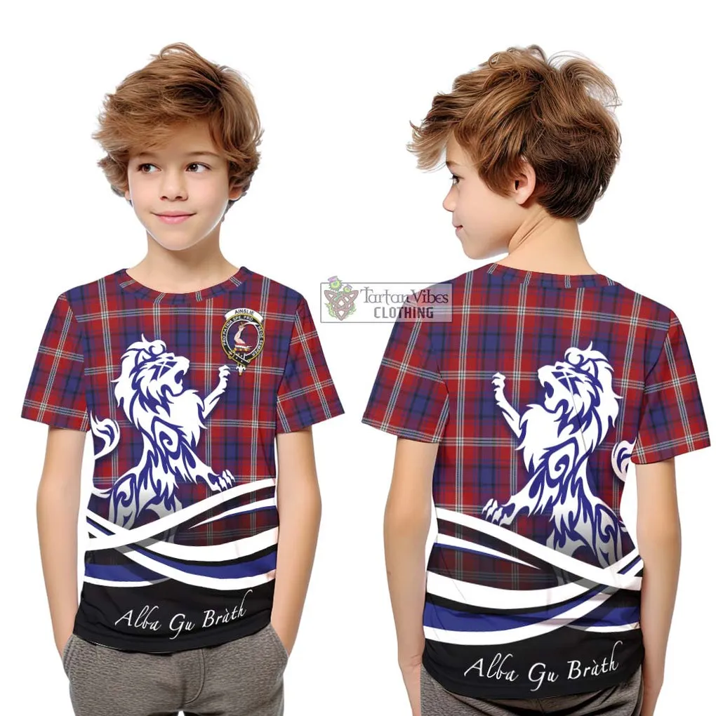 Ainslie Tartan Kid T-Shirt with Alba Gu Brath Regal Lion Emblem