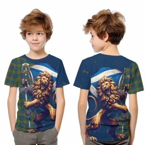 Aiton Tartan Family Crest Kid T-Shirt with Scottish Majestic Lion