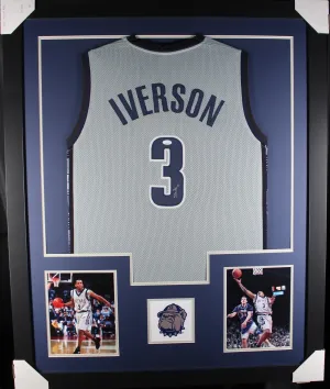 Allen Iverson framed autographed grey college jersey