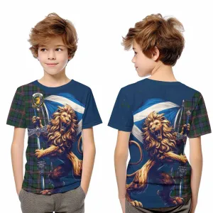 Allison Tartan Family Crest Kid T-Shirt with Scottish Majestic Lion