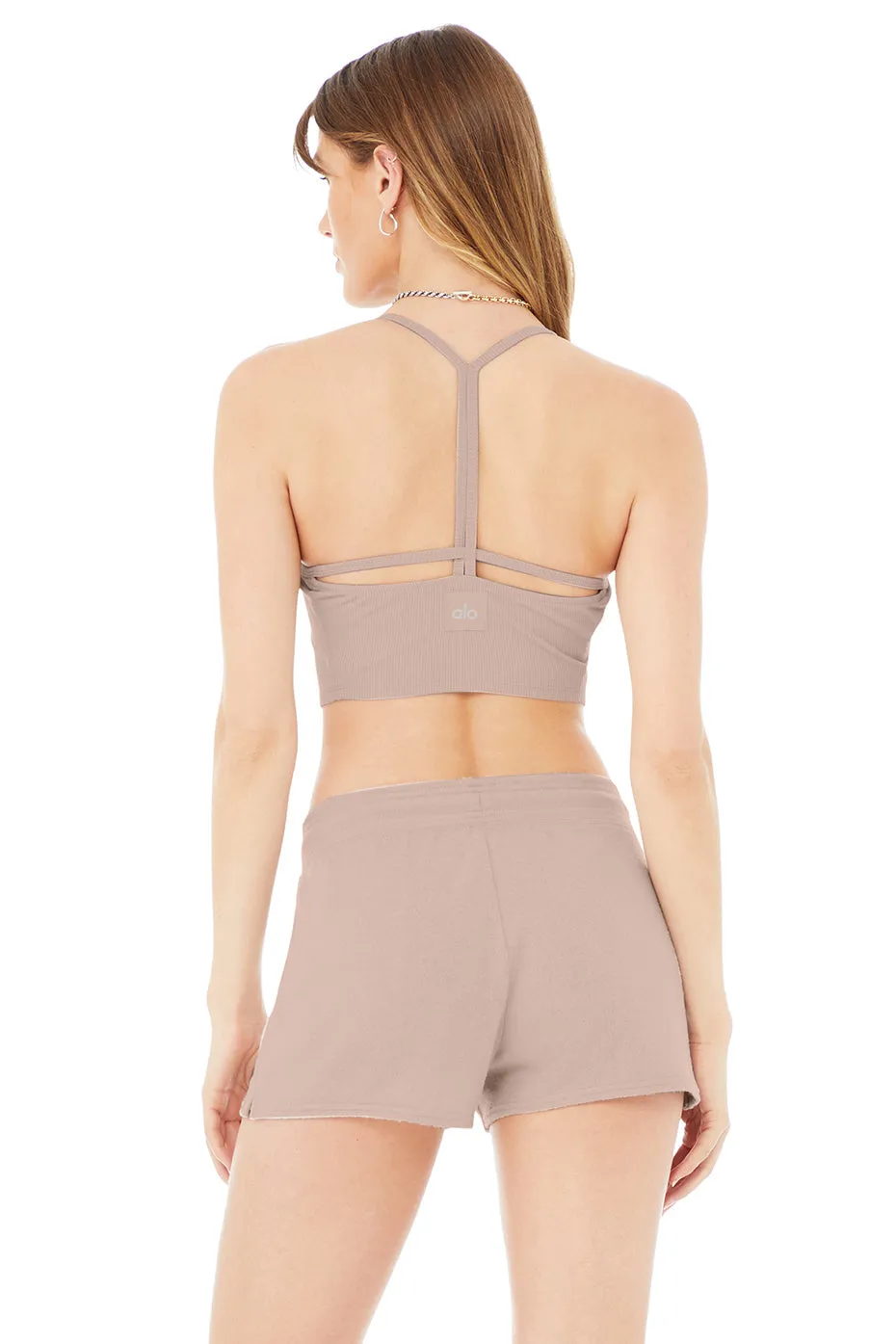 Alosoft Ribbed Crop Calm Tank - Dusty Pink