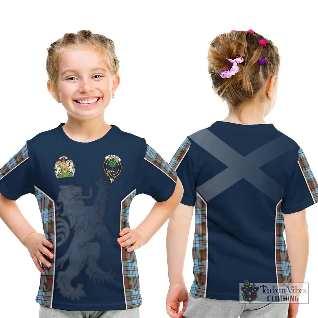 Anderson Ancient Tartan Kid T-Shirt with Family Crest and Lion Rampant Vibes Sport Style