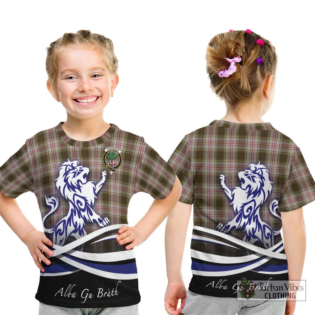 Anderson Dress Tartan Kid T-Shirt with Alba Gu Brath Regal Lion Emblem