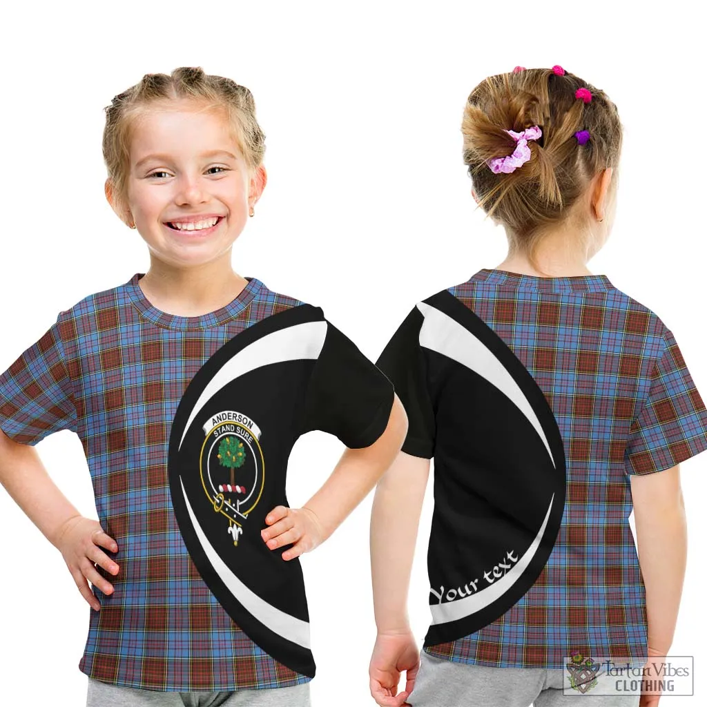 Anderson Modern Tartan Kid T-Shirt with Family Crest Circle Style