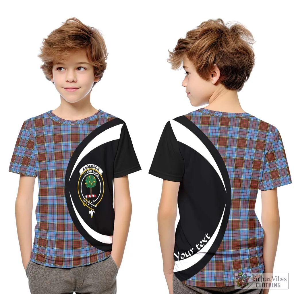 Anderson Modern Tartan Kid T-Shirt with Family Crest Circle Style