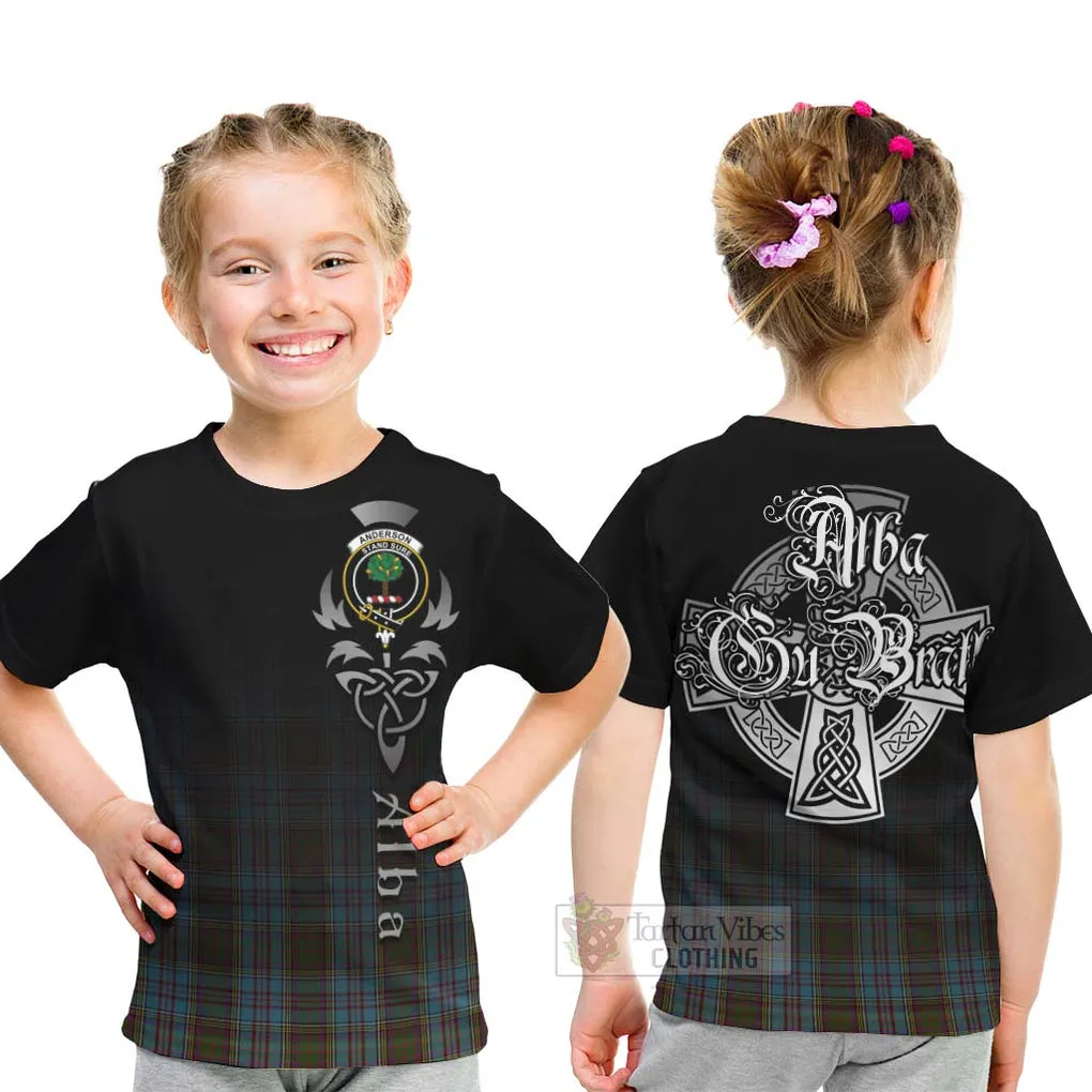 Anderson Tartan Kid T-Shirt Featuring Alba Gu Brath Family Crest Celtic Inspired