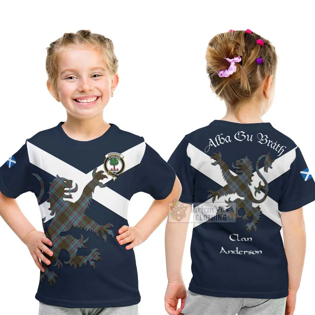 Anderson Tartan Lion Rampant Kid T-Shirt Proudly Display Your Heritage with Alba Gu Brath and Clan Name