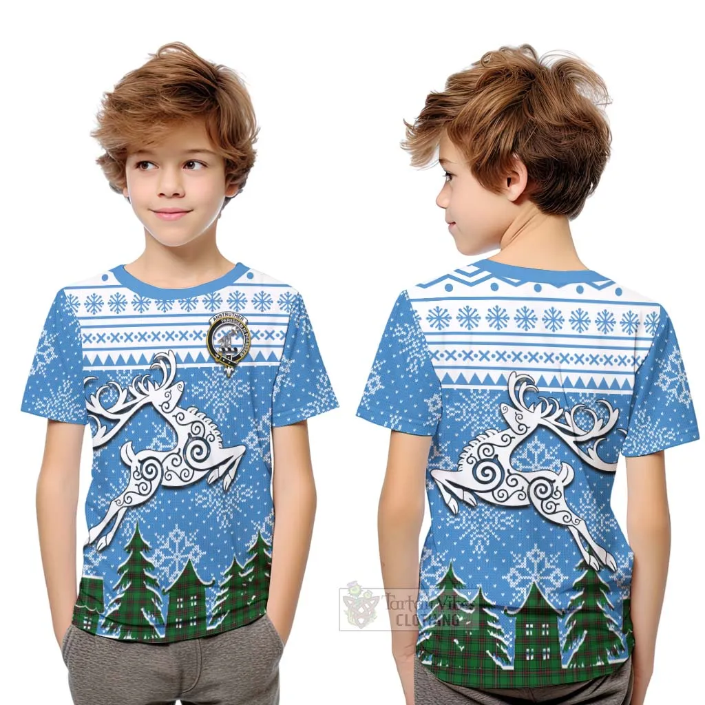 Anstruther Clan Christmas Kid T-Shirt Celtic Reindeer Style