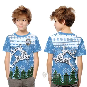 Anstruther Clan Christmas Kid T-Shirt Celtic Reindeer Style