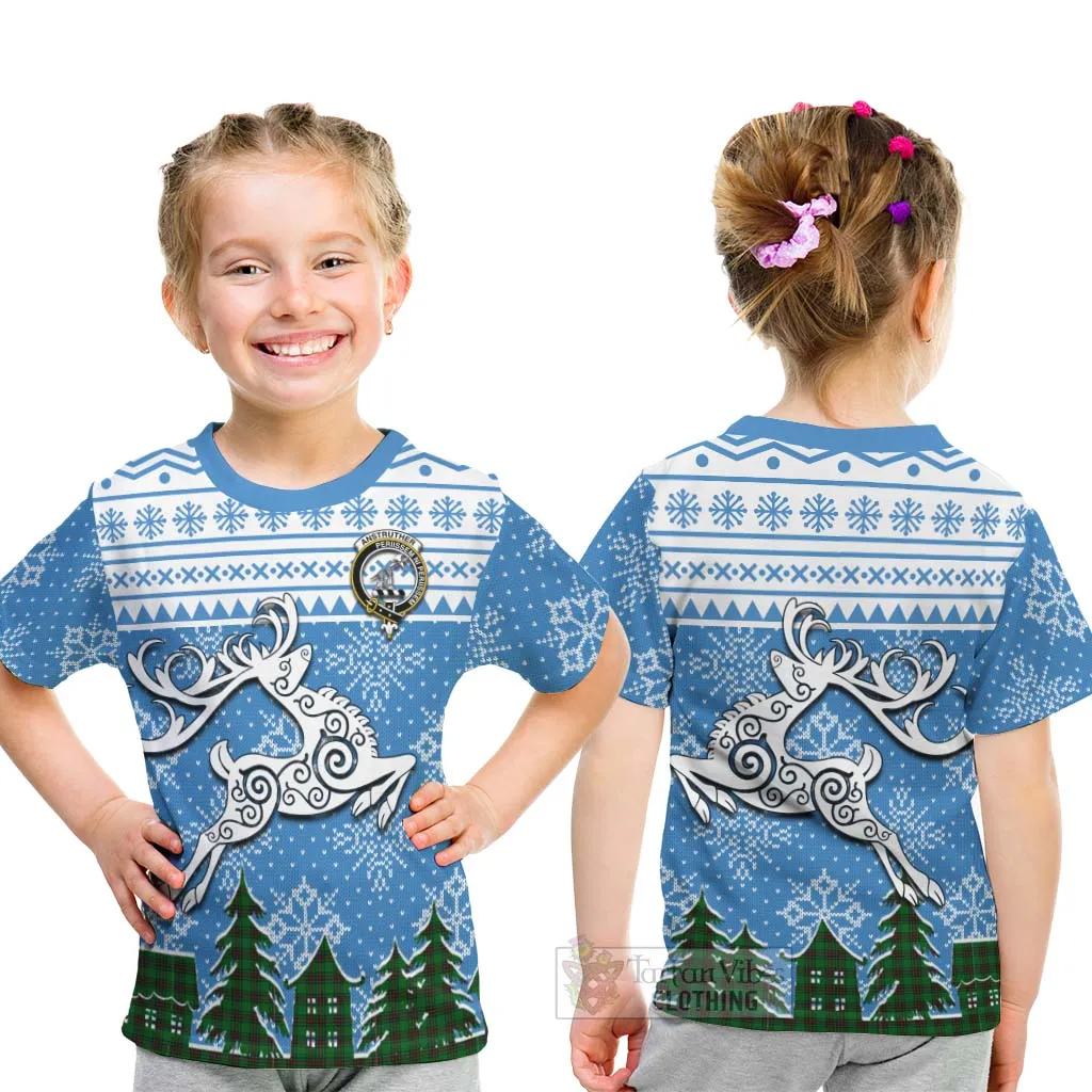 Anstruther Clan Christmas Kid T-Shirt Celtic Reindeer Style