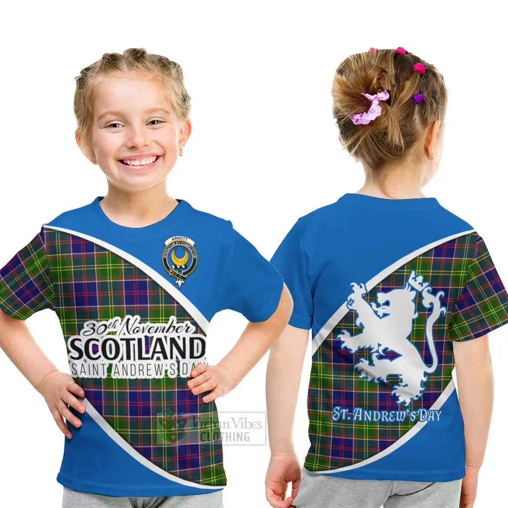 Arnott Family Crest Tartan Kid T-Shirt Celebrate Saint Andrew's Day in Style