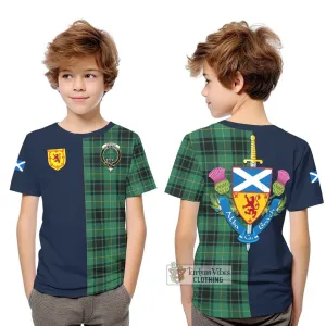 Arthur Ancient Tartan Kid T-Shirt Alba with Scottish Lion Royal Arm Half Style