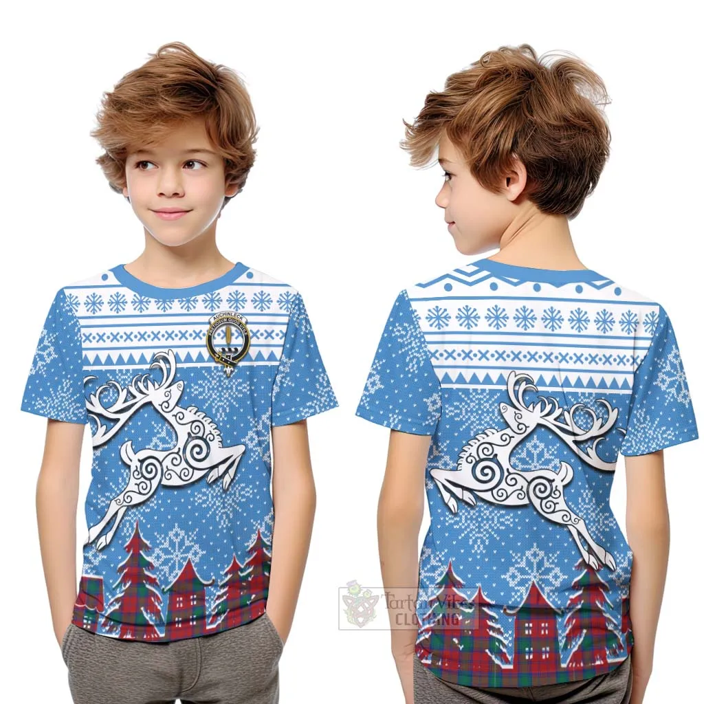 Auchinleck (Affleck) Clan Christmas Kid T-Shirt Celtic Reindeer Style