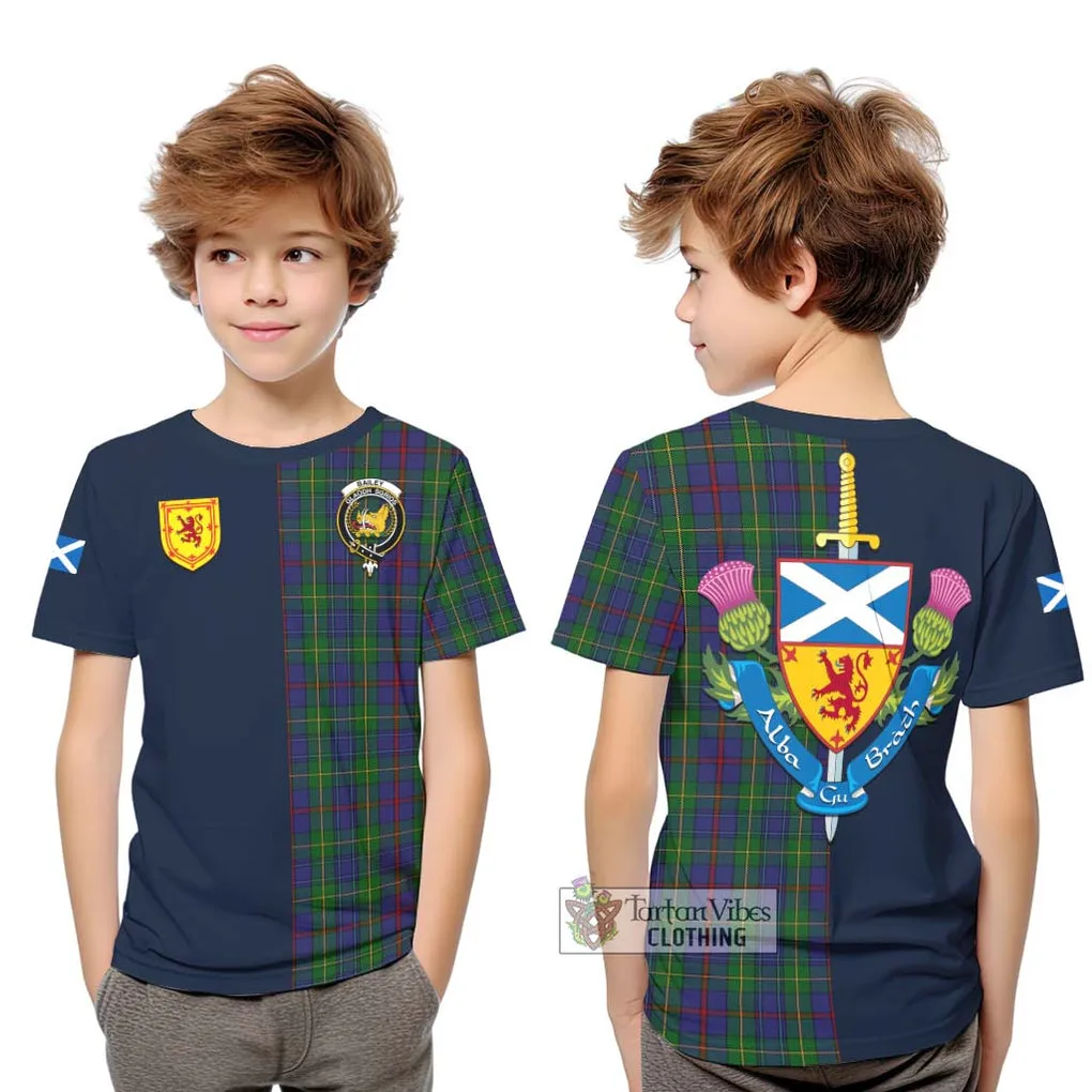 Bailey Tartan Kid T-Shirt Alba with Scottish Lion Royal Arm Half Style