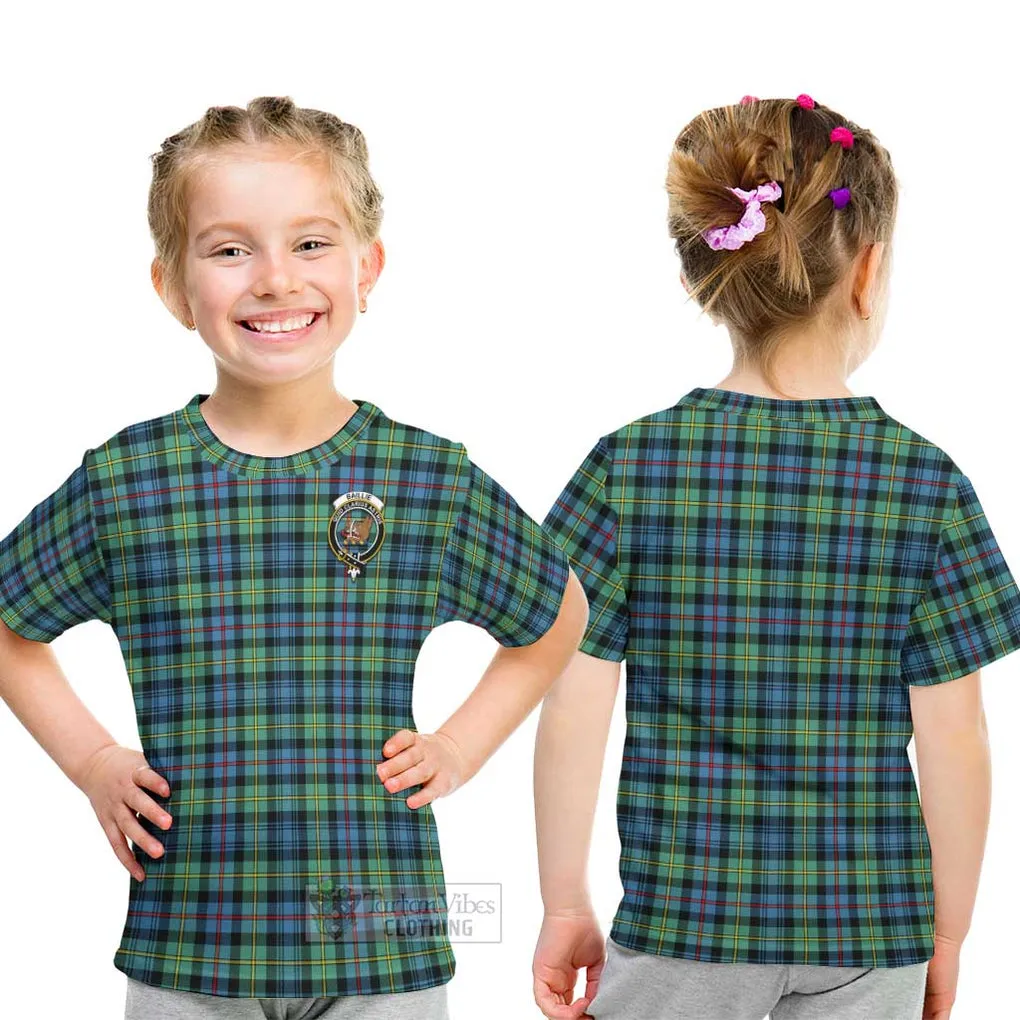 Baillie Ancient Tartan Kid T-Shirt with Family Crest