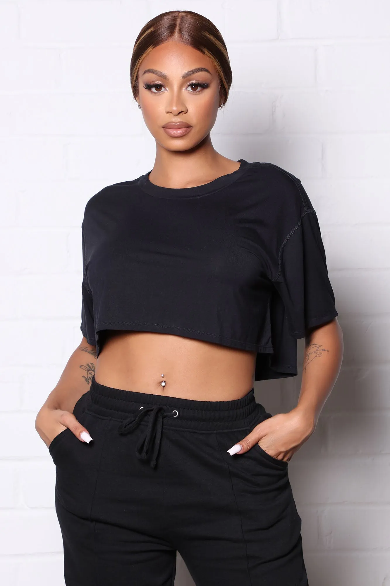 Bamboo Active Cropped T-Shirt - Black