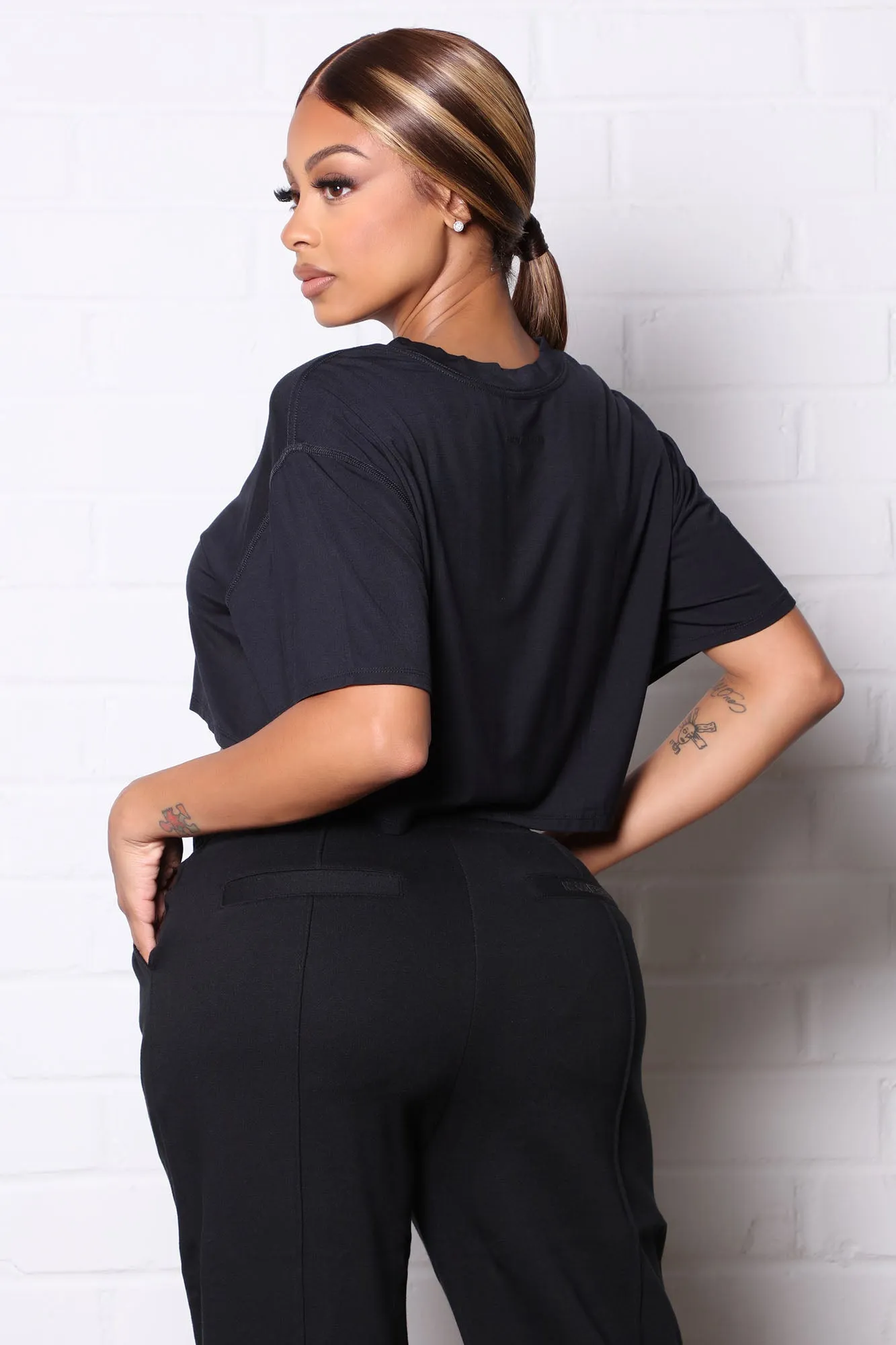 Bamboo Active Cropped T-Shirt - Black