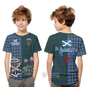 Barclay Tartan Kid T-Shirt Happy St. Andrew's Day Half Tartan Style