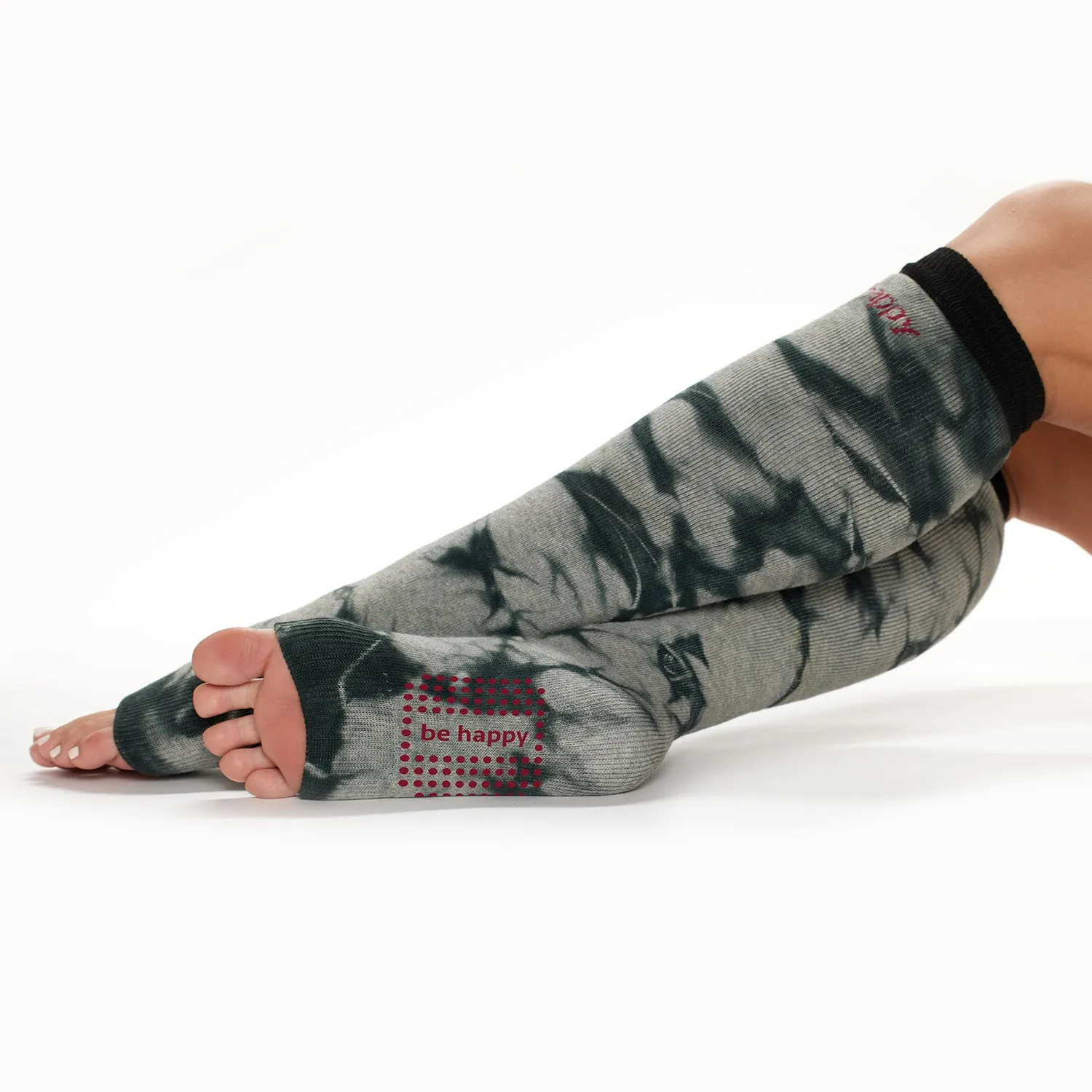 Be Happy Grip Leg Warmers (Black Tie Dye)