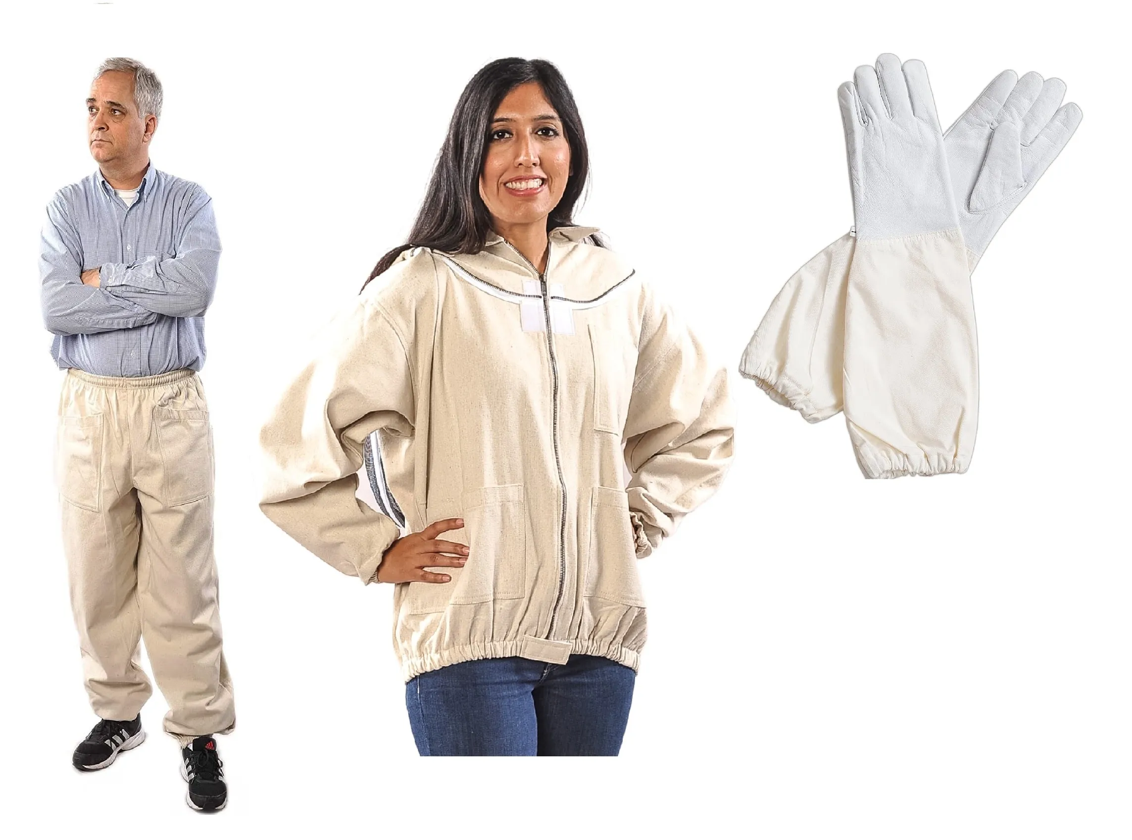 Bee Hive Starter kit Beekeeper Full Body Protection with Cotton Canvas Jacket Pant and Glove