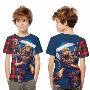 Belshes (Belsches) Tartan Family Crest Kid T-Shirt with Scottish Majestic Lion