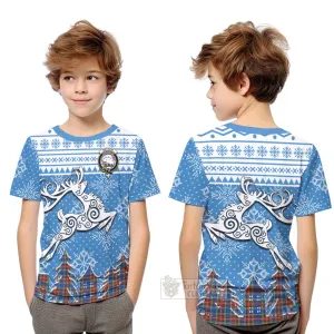 Bethune Clan Christmas Kid T-Shirt Celtic Reindeer Style