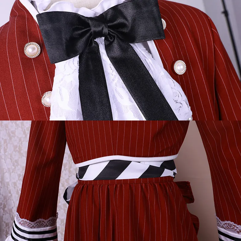 Black Butler Ciel Phantomhive Red Dress Tea Cup Illustration Cosplay Costume