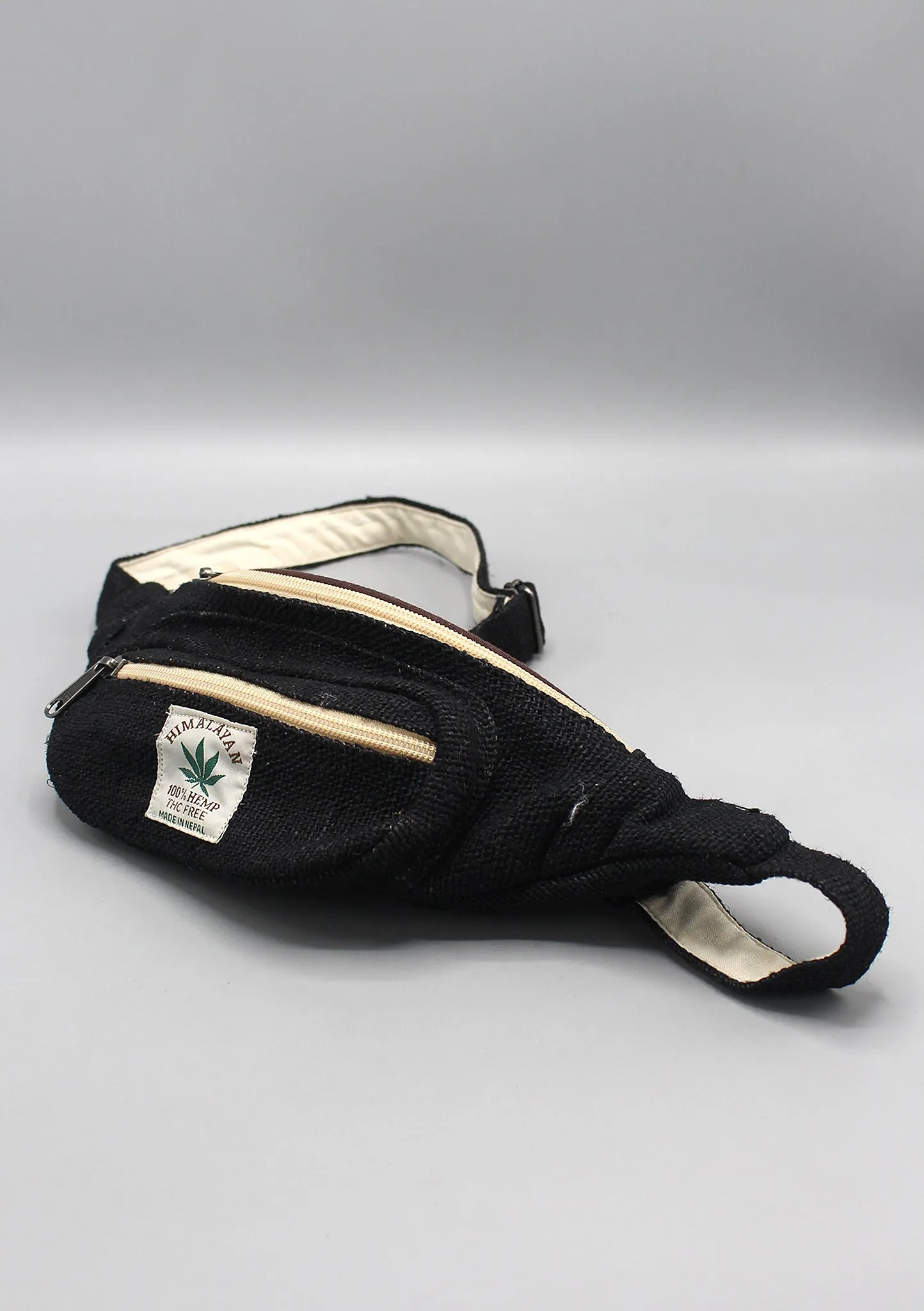 Black Hemp Fanny Pack, Hemp Waist Utility Belt, Hemp money bag