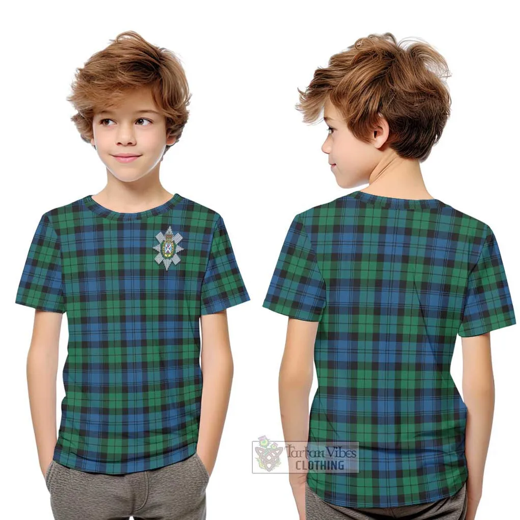 Black Watch Ancient Tartan Kid T-Shirt with Family Crest