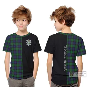 Black Watch Tartan Kid T-Shirt with Family Crest and Half Of Me Style