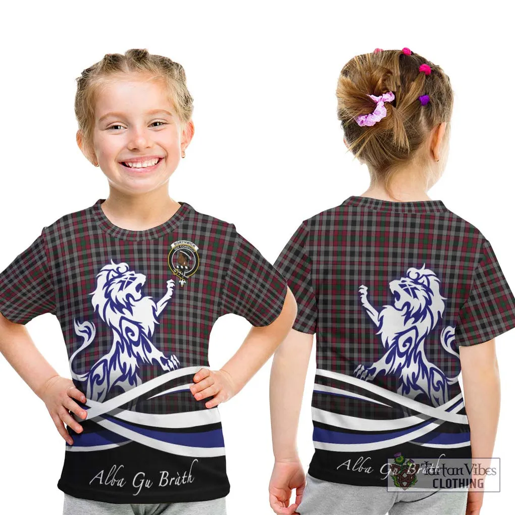 Borthwick Tartan Kid T-Shirt with Alba Gu Brath Regal Lion Emblem