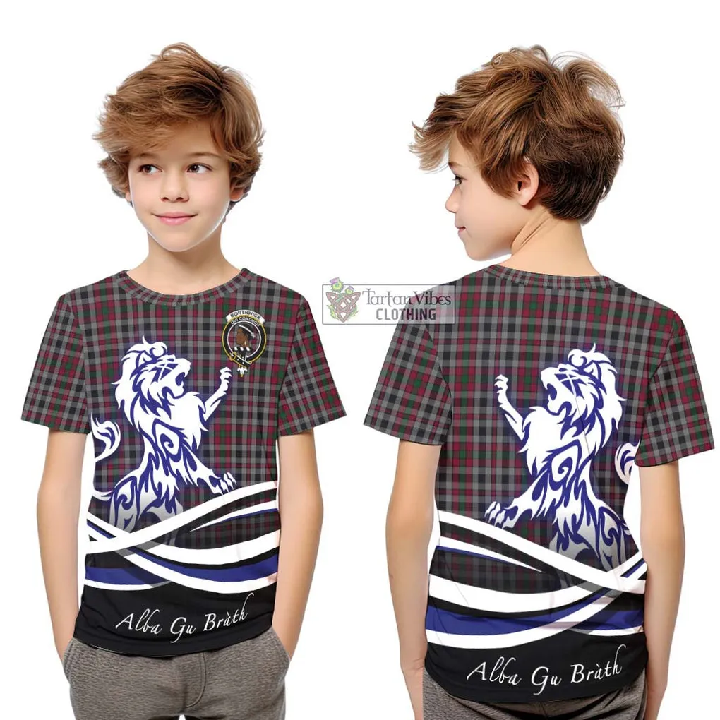 Borthwick Tartan Kid T-Shirt with Alba Gu Brath Regal Lion Emblem