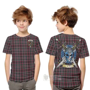 Borthwick Tartan Kid T-Shirt with Family Crest Celtic Skull Style