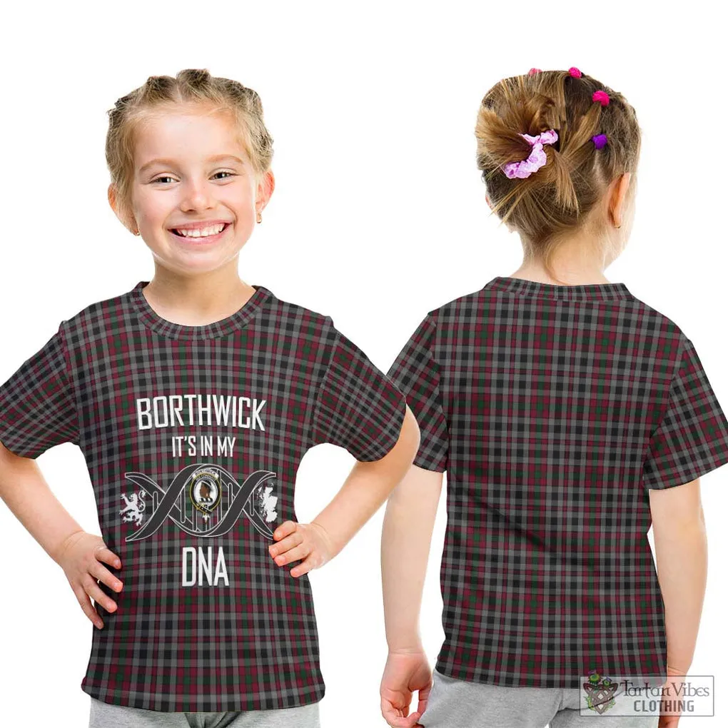 Borthwick Tartan Kid T-Shirt with Family Crest DNA In Me Style