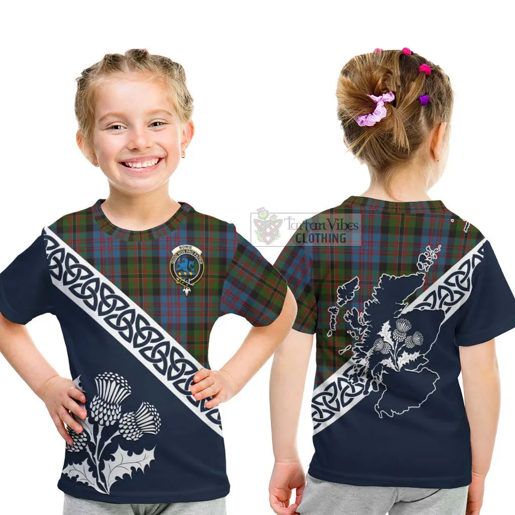 Bowie Tartan Kid T-Shirt Featuring Thistle and Scotland Map