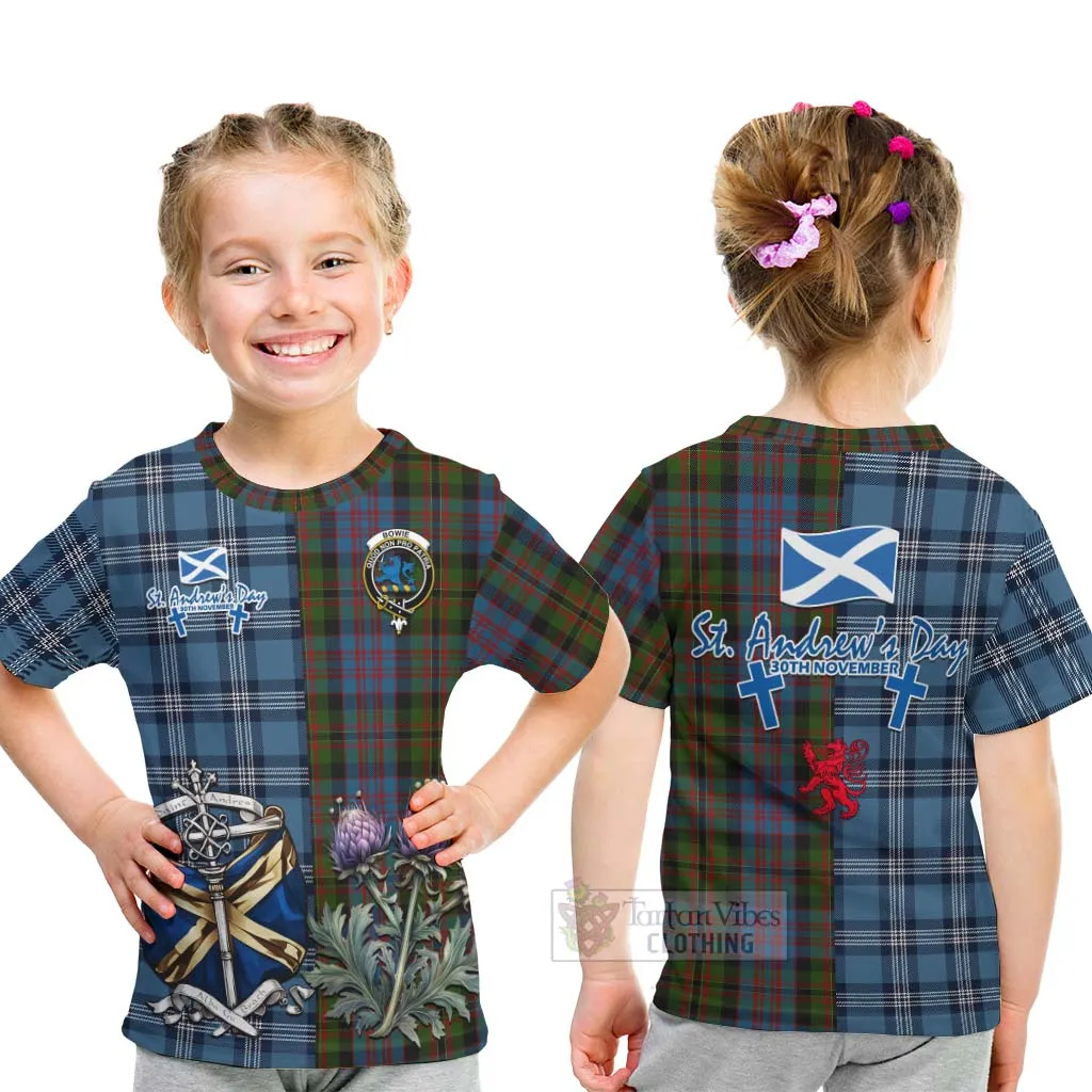 Bowie Tartan Kid T-Shirt Happy St. Andrew's Day Half Tartan Style